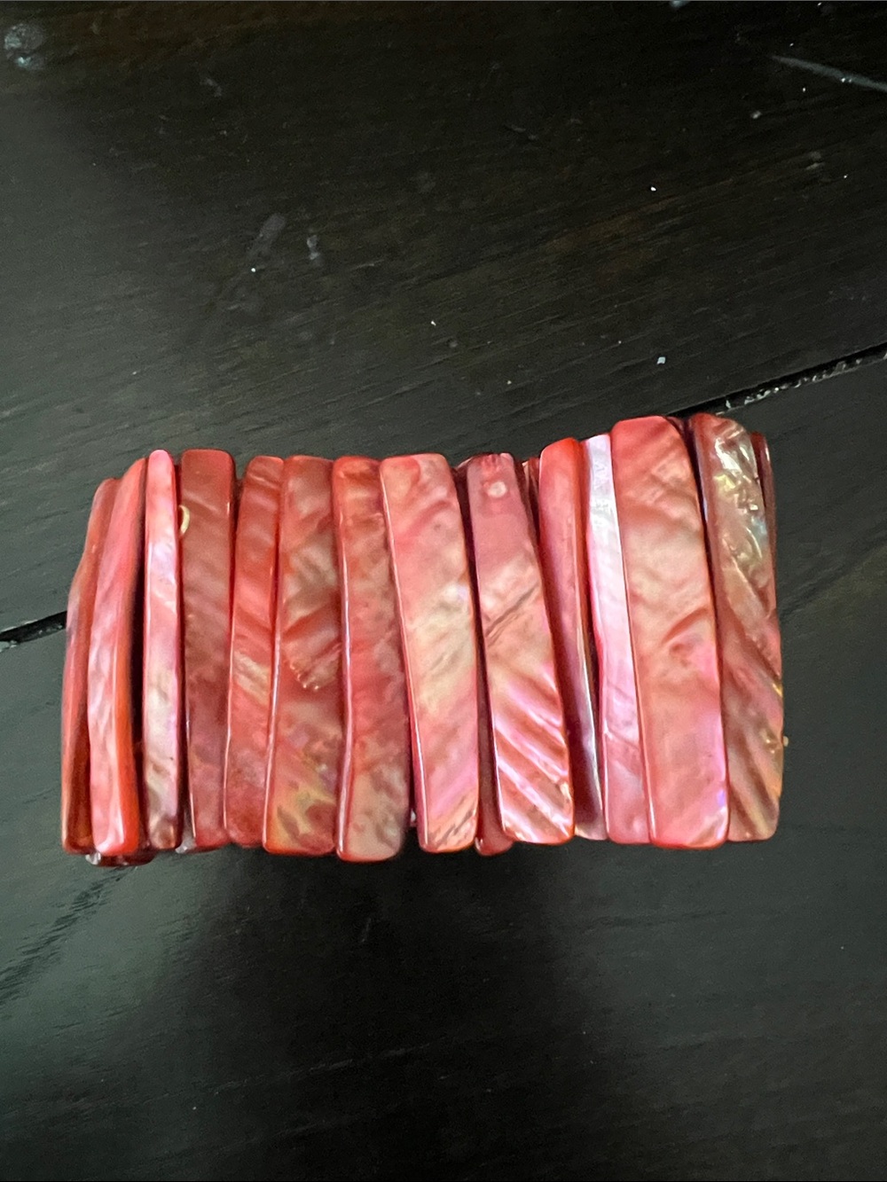 Red Mother-of-Pearl Stretch Bracelet
